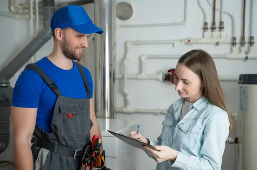 Techinician talking with the client