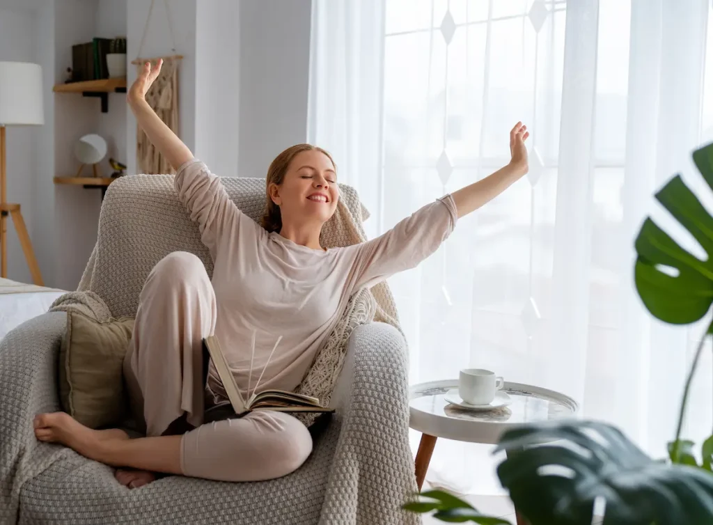 Woman enjoying a new ac