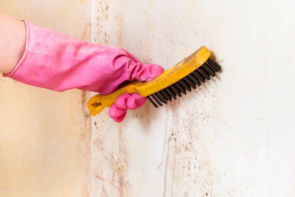 Cleaning mold from a wall
