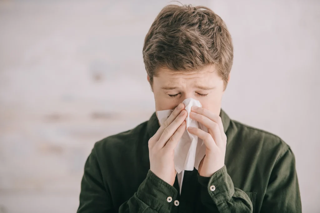 Man having allergy